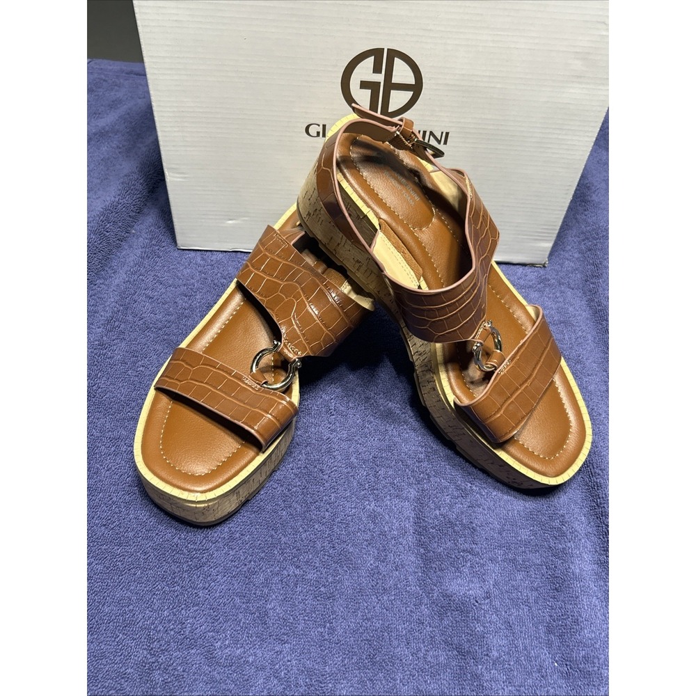 Giani Bernini Harperr Cinn‎ Croc Strap Platform Wedge Sandals Cork Heel Comfort